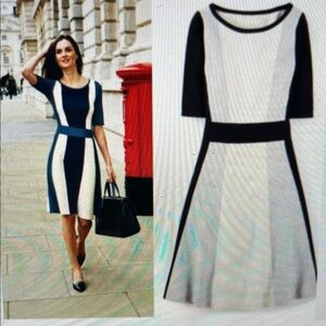 Boden Milano Black silver Gray melange Midi Dress